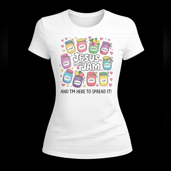 Jesus Is My Jam Hand Crafted White Short Sleeve Tee - NWT - Picture 2 of 4